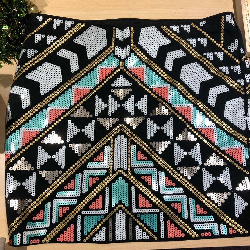 Black and colored sequin mini skirt